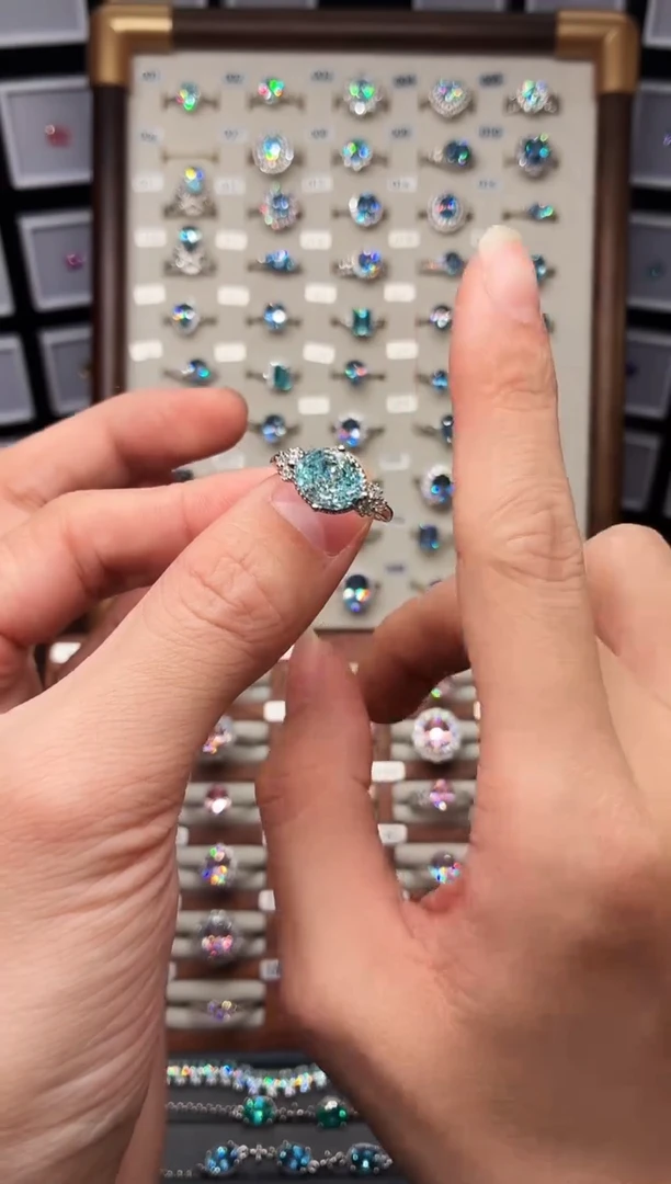 银S925镶嵌戒圈海蓝宝石1588