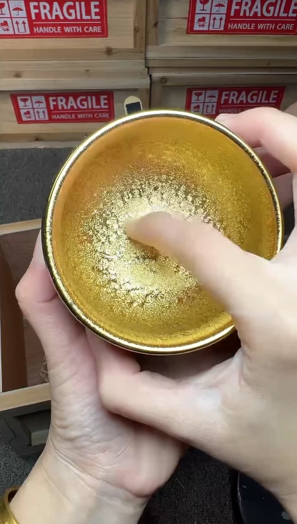 茶盏彩金 建窑建盏主人杯