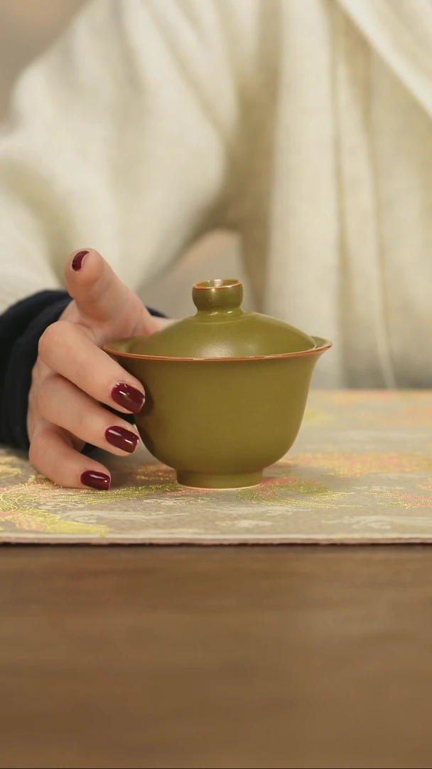 【闪购商品】景德镇手工茶叶末撇口盖碗