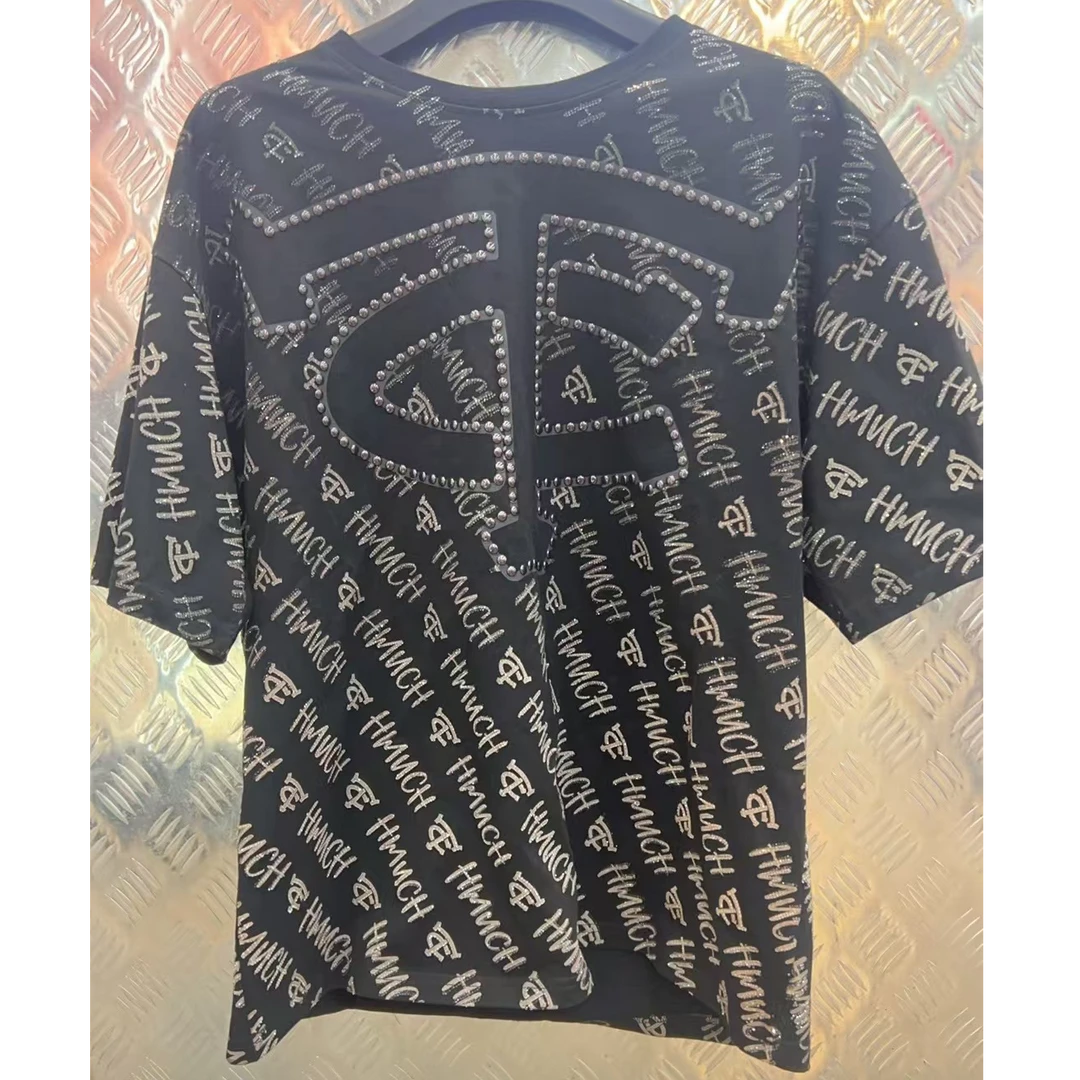 TCH服饰店播-潮牌字母烫钻工艺T恤T69A108027