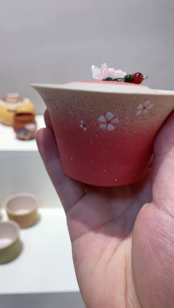 【闪购商品】紫砂茶壶粉色盖杯