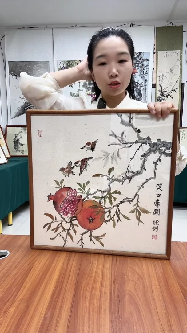 国画53*53实木画框顺丰包邮手绘