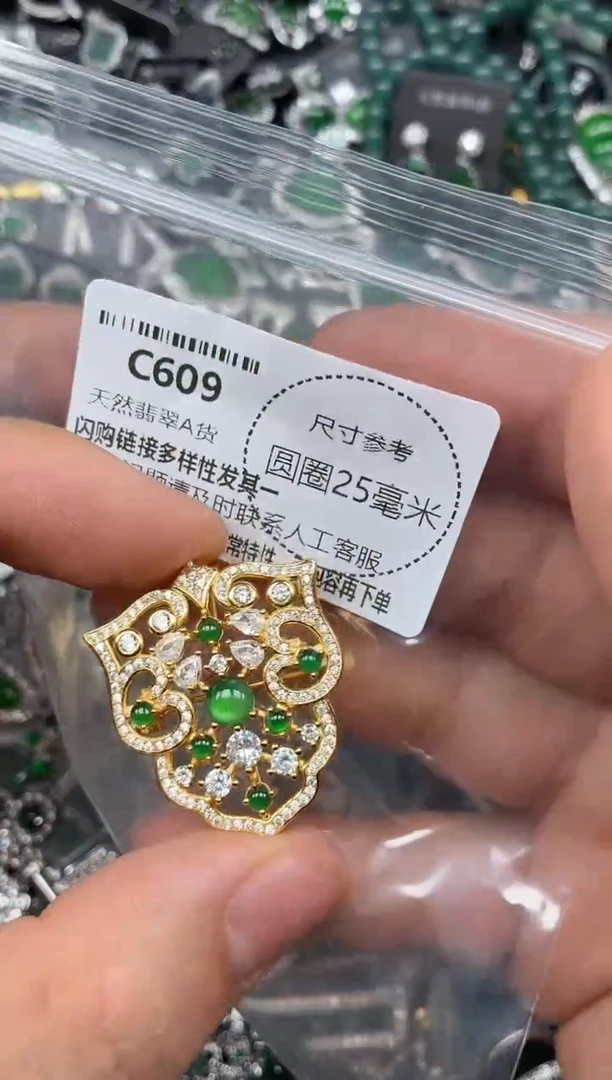 翡翠未镶嵌颈饰C609胸针