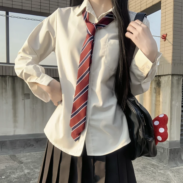 【基础衬衫】水制服抗皱白衬衫学生学院风长短袖套装校供衬衫春夏女