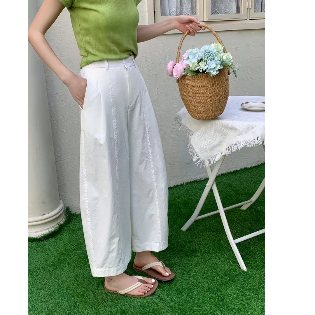 【MAN YAN】2025夏季新款时尚慵懒百搭半松紧九分气球裤