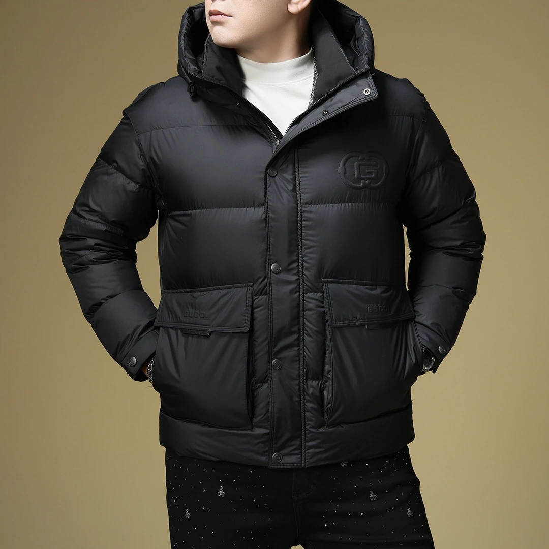 SALBUROS萨尔布勒斯欧货连帽冬季白鸭绒字母外套男保暖潮流羽绒服