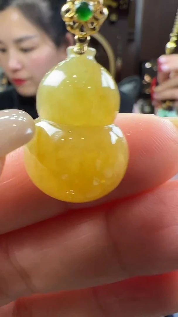 【闪购商品】翡翠挂件18K金镶嵌葫芦不含链