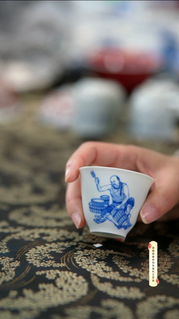 杯子陶瓷景德镇柴窑手绘柴窑茶具U129