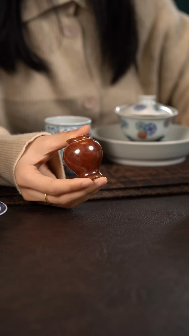 【闪购商品】杯聚澜堂红金花窈窕瘦盖置