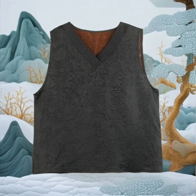 YZ 2025春夏款时尚国风云间墨月百搭宽松黑色V领背心 BX2501