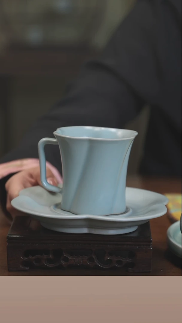 【闪购商品】清凉寺原产地仿古釉手工汝瓷咖啡杯