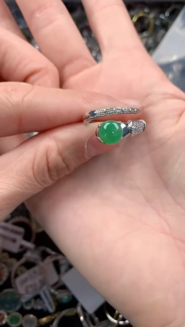银S925镶嵌戒指翡翠333   10