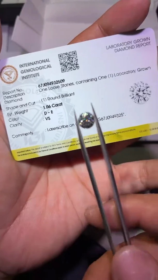 裸石实验室培育钻石1.06ct 圆钻 LG49325