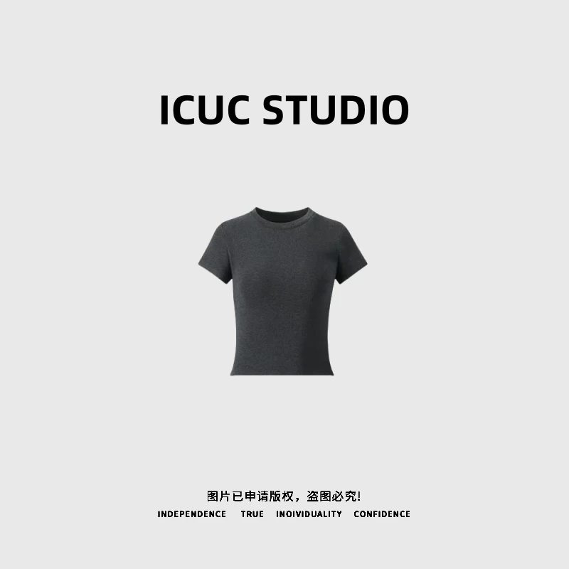 ICUC STUDIO-【纸片人二代短袖T恤】夏季时尚简约超级显瘦6689-1