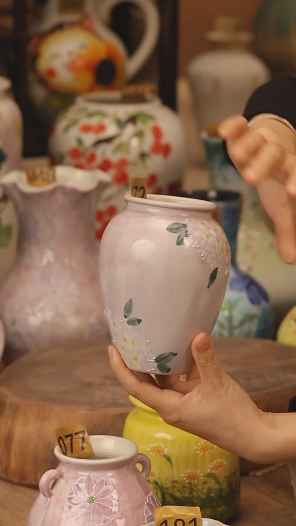 陶瓷景德镇设计师手作花器摆件侘寂风@M172@