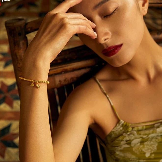 黄铜锆石手链 金色不掉色藏式情侣时尚网红盘缠手链小众ins轻奢