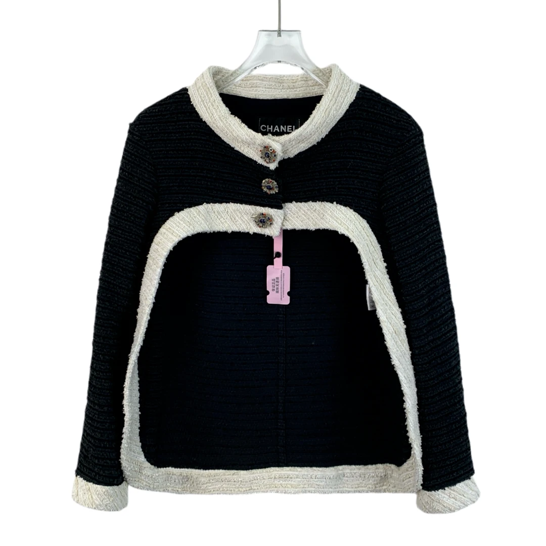 99新 Chanel/香奈儿  CW0560 宝石棉质粗花呢编织外套 36 XS码