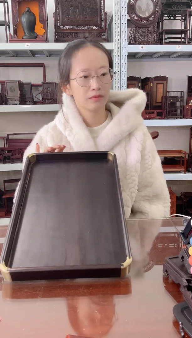 【闪购商品】东非黑黄檀（紫光檀）茶盘有瑕疵100