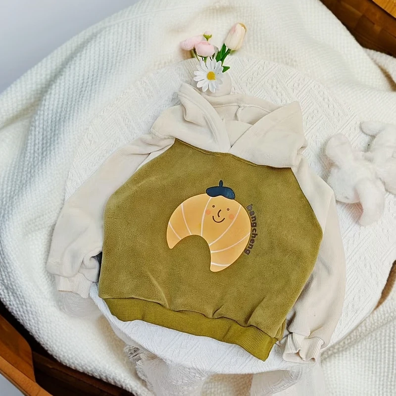 0469双面奥利绒卫衣连帽卡通时尚儿童卫衣小中大童印花款连帽卫衣