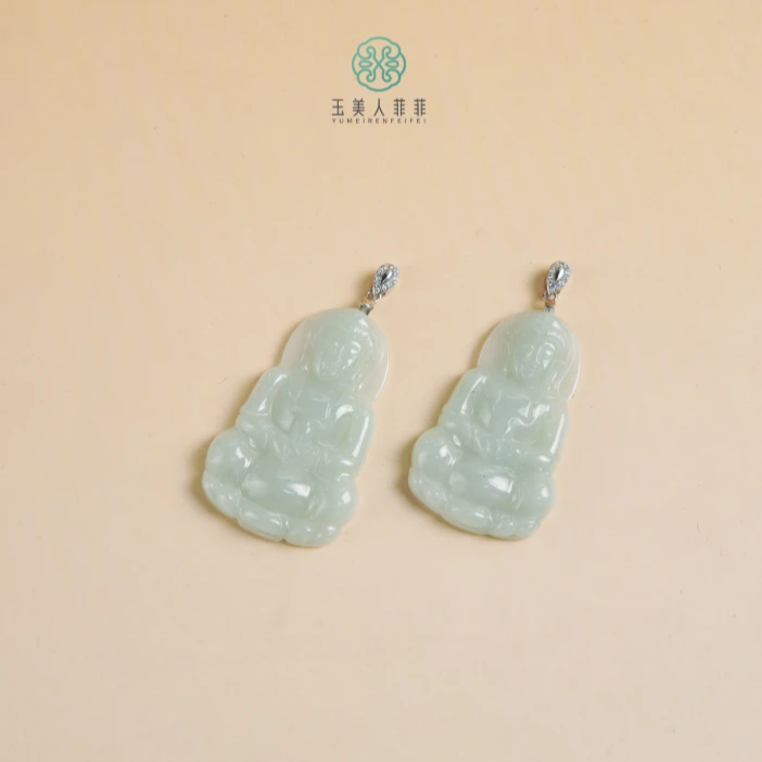 石惑珠宝^翡翠观音吊坠约40*26mm多样性发一