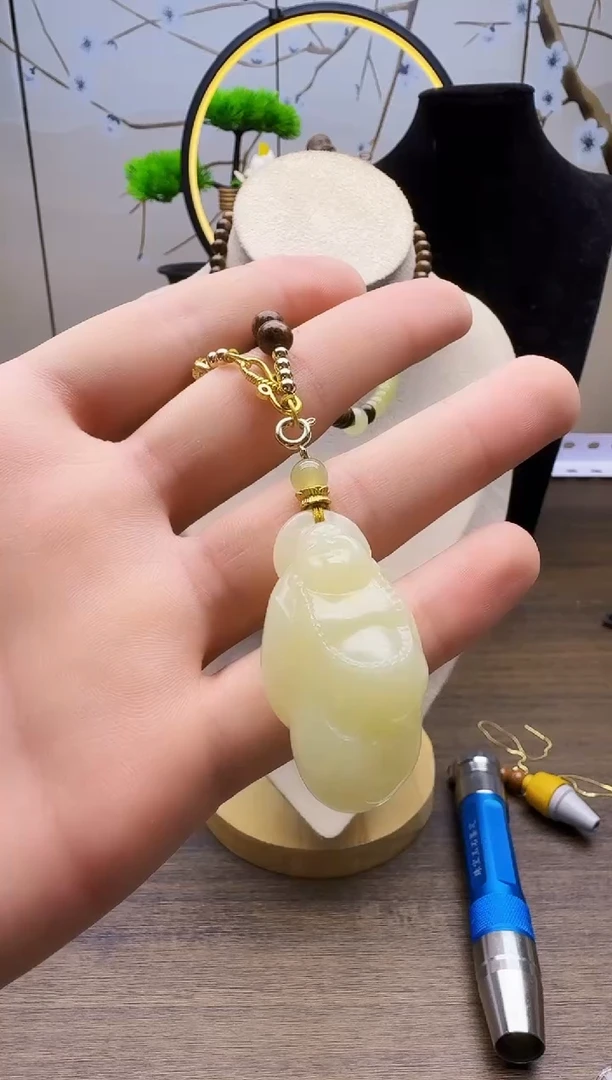 和田玉14K金镶嵌颈饰X42