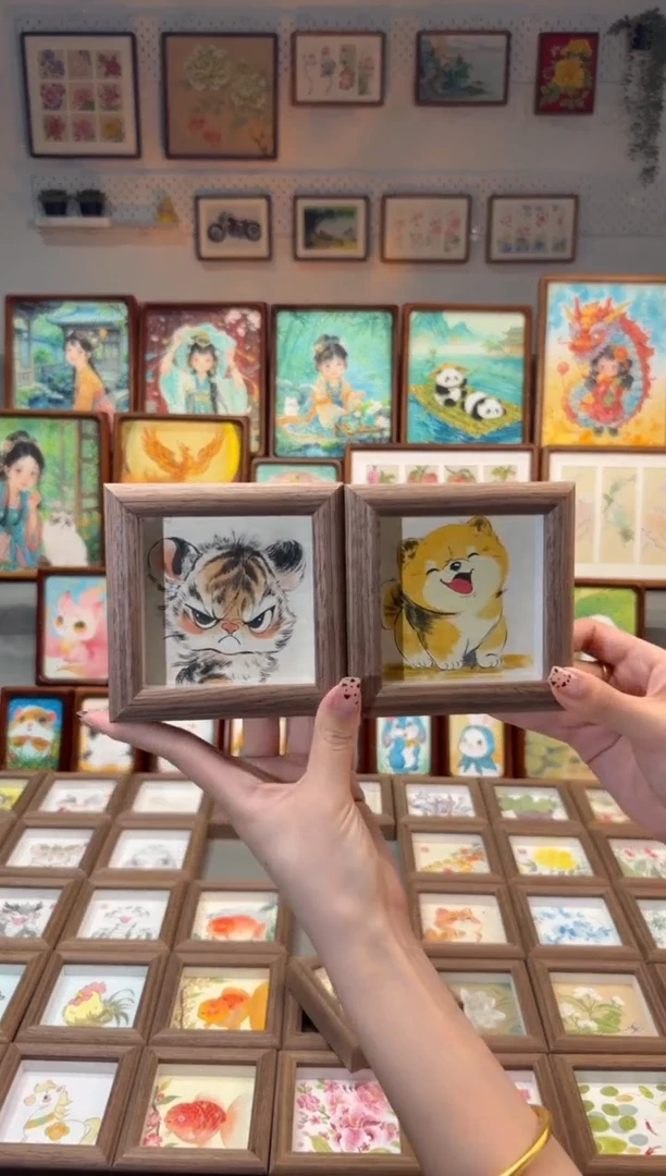 国画小老虎 小柴犬 一组11