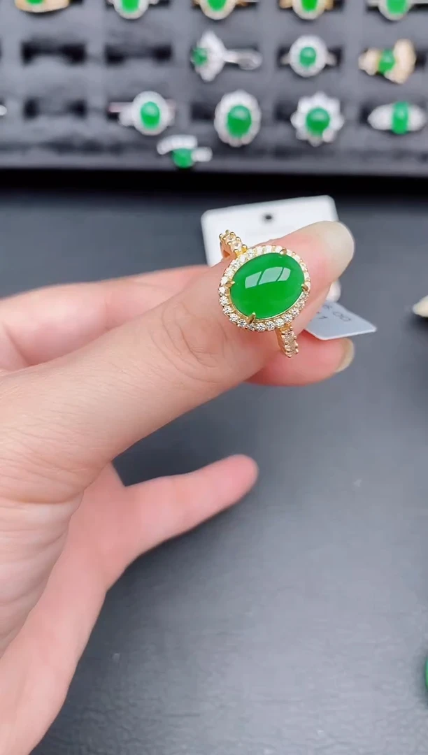 银S925镶嵌戒指翡翠天然a货翡翠150