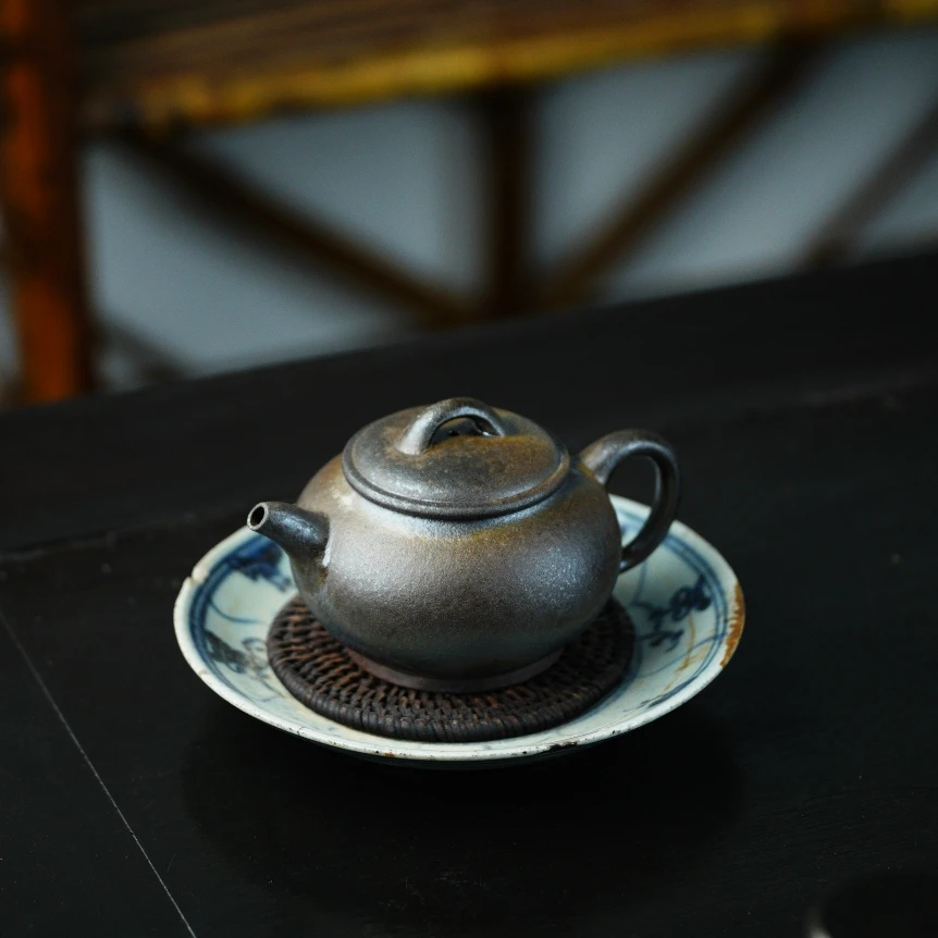 古法柴烧，潘炉200cc，柴烧柴烧裸烧手作紫砂壶