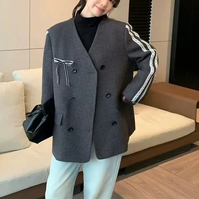 Q2426【特价-占单者限购】 韩系时尚高级感双排扣外套羽绒服潮HQ898