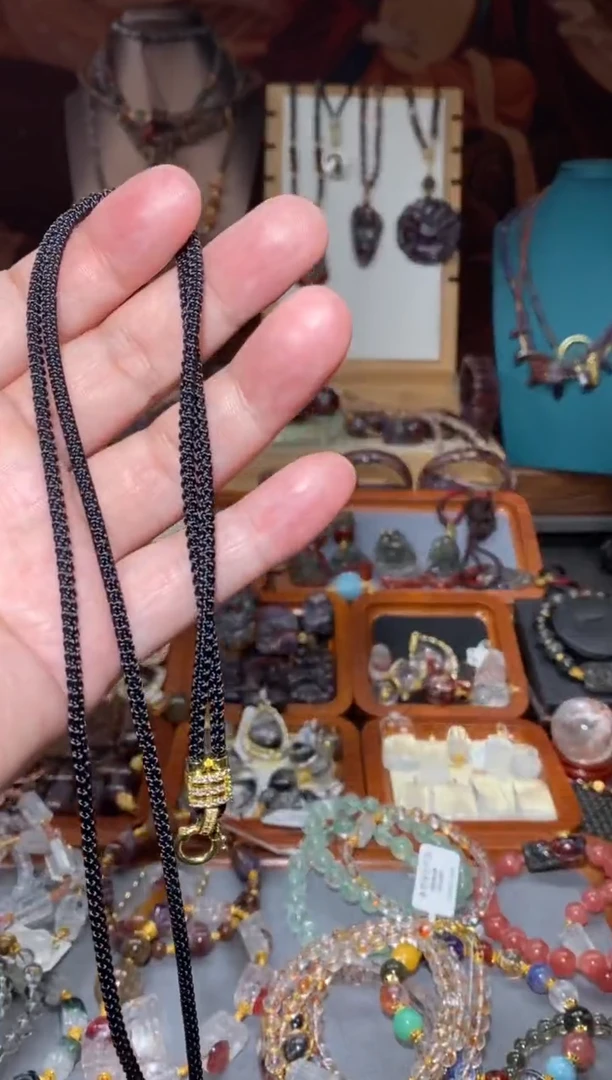 【闪购商品】水晶黑色万能百搭扣绳子未镶嵌多样性