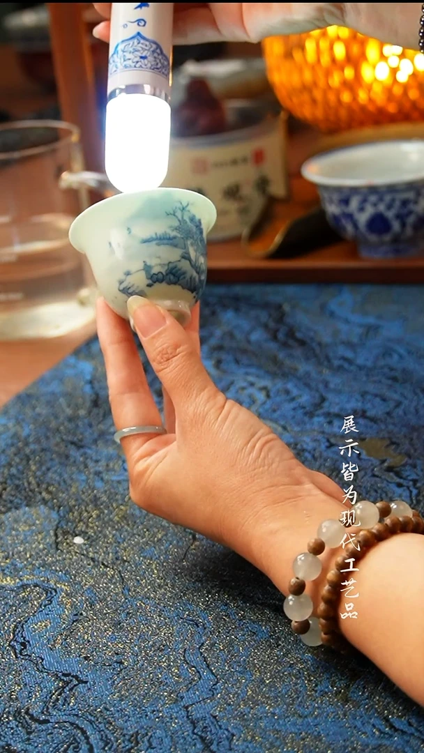 景德镇陶瓷山水铃铛杯