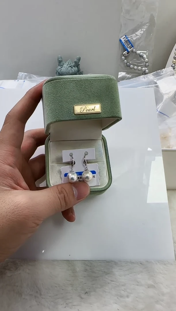 【闪购商品】淡水珍珠DA银S925镶嵌b320 白珠耳钩10