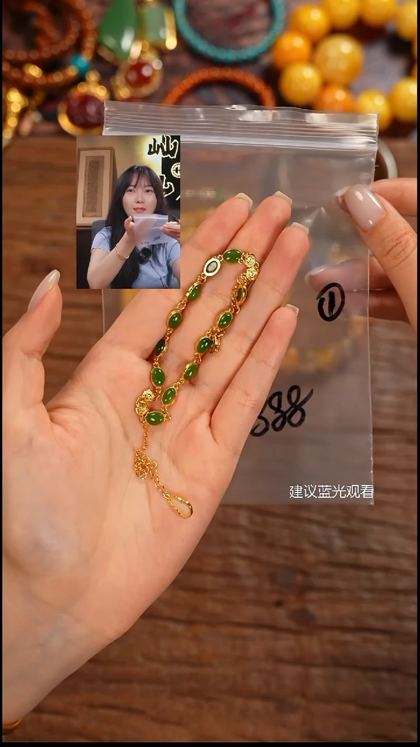手串银S925镶嵌和田玉蛤*皮屾山出品