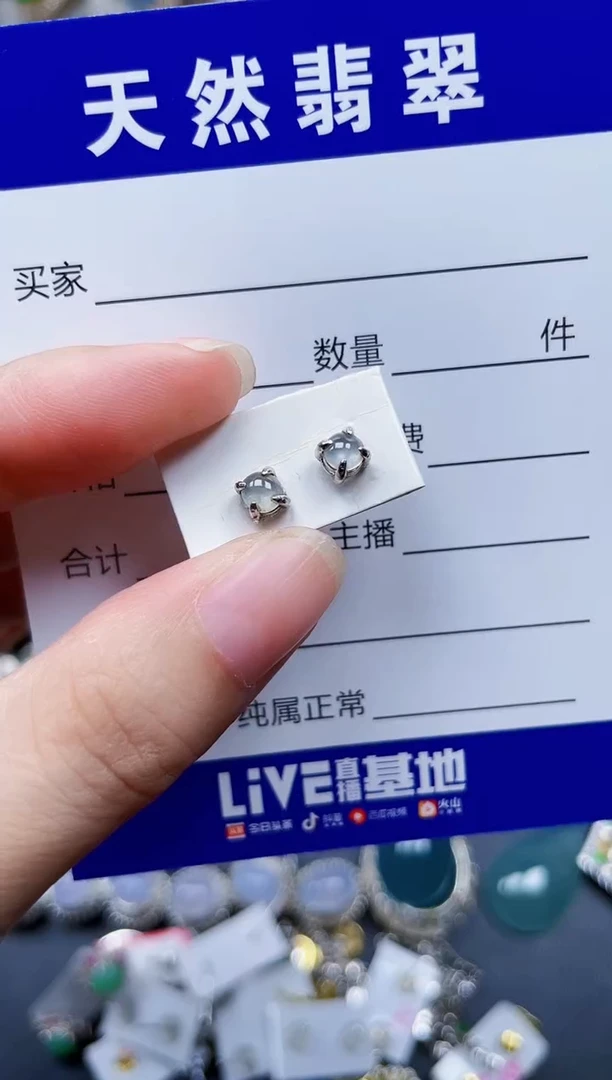 银S925镶嵌翡翠耳饰700