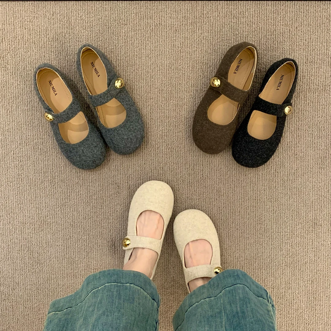 复古玛丽珍鞋日系圆头单鞋女2025年新款勃肯鞋绒一脚蹬软底奶奶鞋