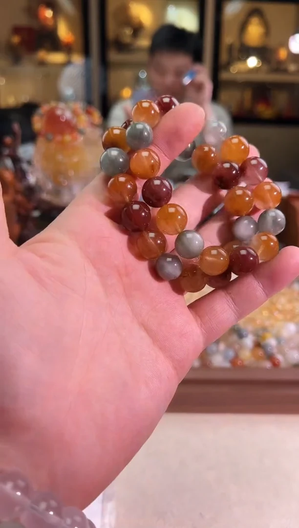 未镶嵌手链水晶13mm+猫眼老矿彩兔毛（多样性发一）