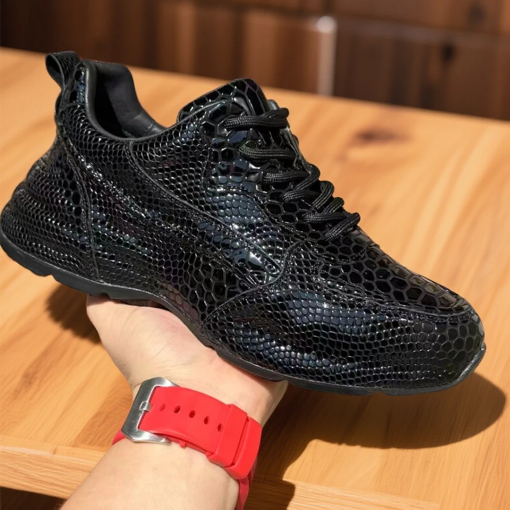 防滑中跟老爹鞋圆头休闲风潮流ins厚底系带休闲皮鞋