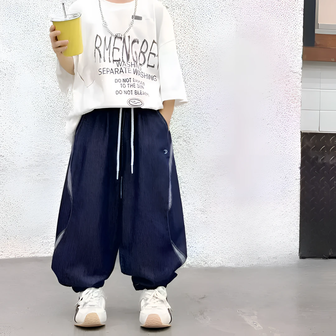 2025团夏季新款超薄原色牛仔拼接九分裤-D字母原色牛仔裤亲萌鱼