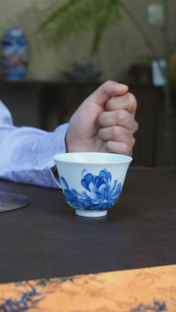 杯子镇窑一七二八柴窑青花杯子111