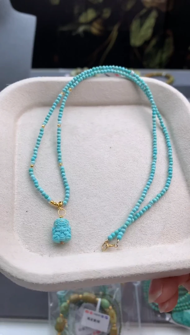 18K金镶嵌绿松石锁骨链茜.S47