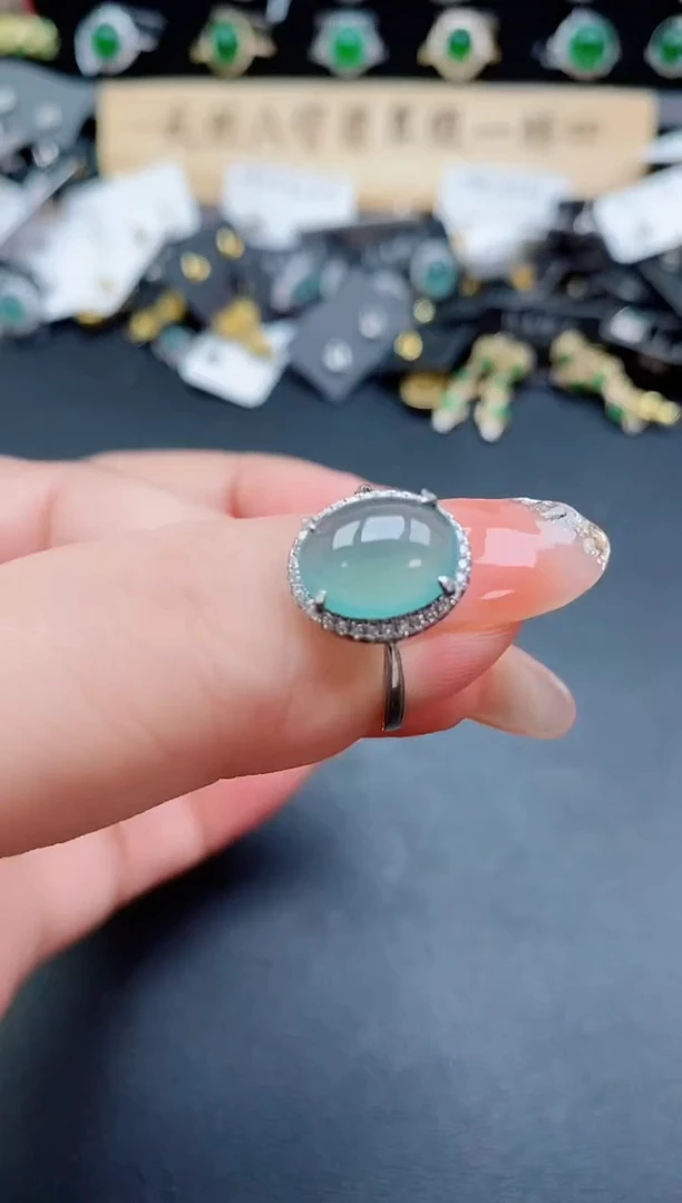 银S925镶嵌戒指翡翠1