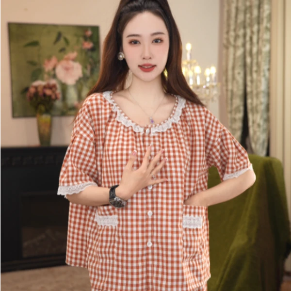 2025睡衣女套装夏天薄款薄款100纯棉家居服薄款宽松简约休闲大码