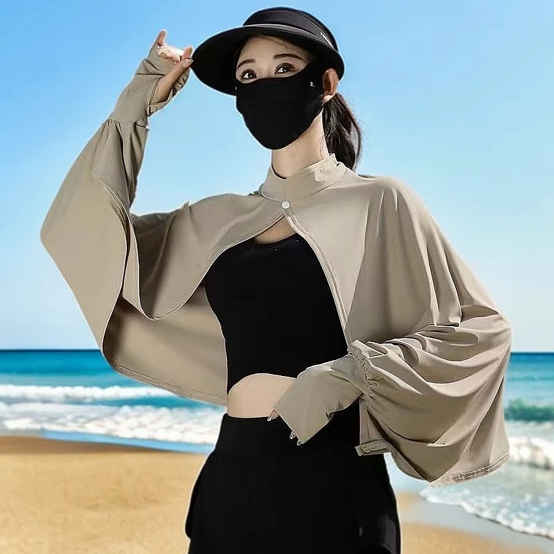 披肩女夏夏季骑车开车防紫外线罩衫斗篷透气防晒披肩女款爆款新款