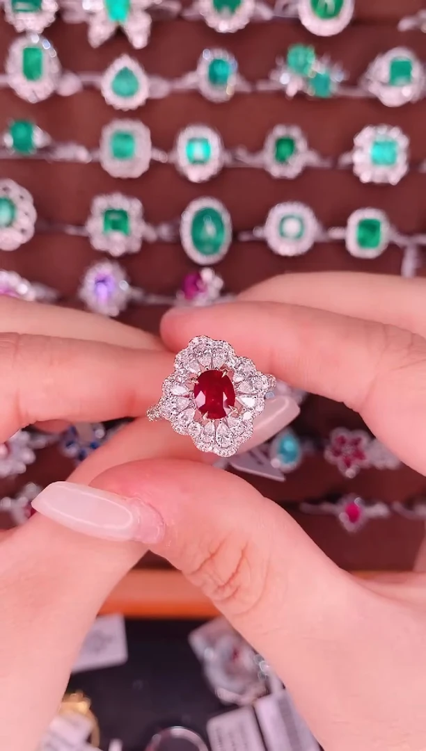 【闪购商品】红宝石18K金戒指18K金镶嵌1.3克拉