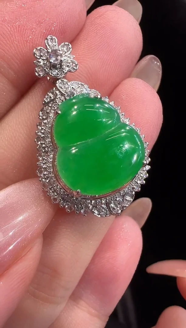 翡翠18K金镶嵌吊坠(不含链)吊坠