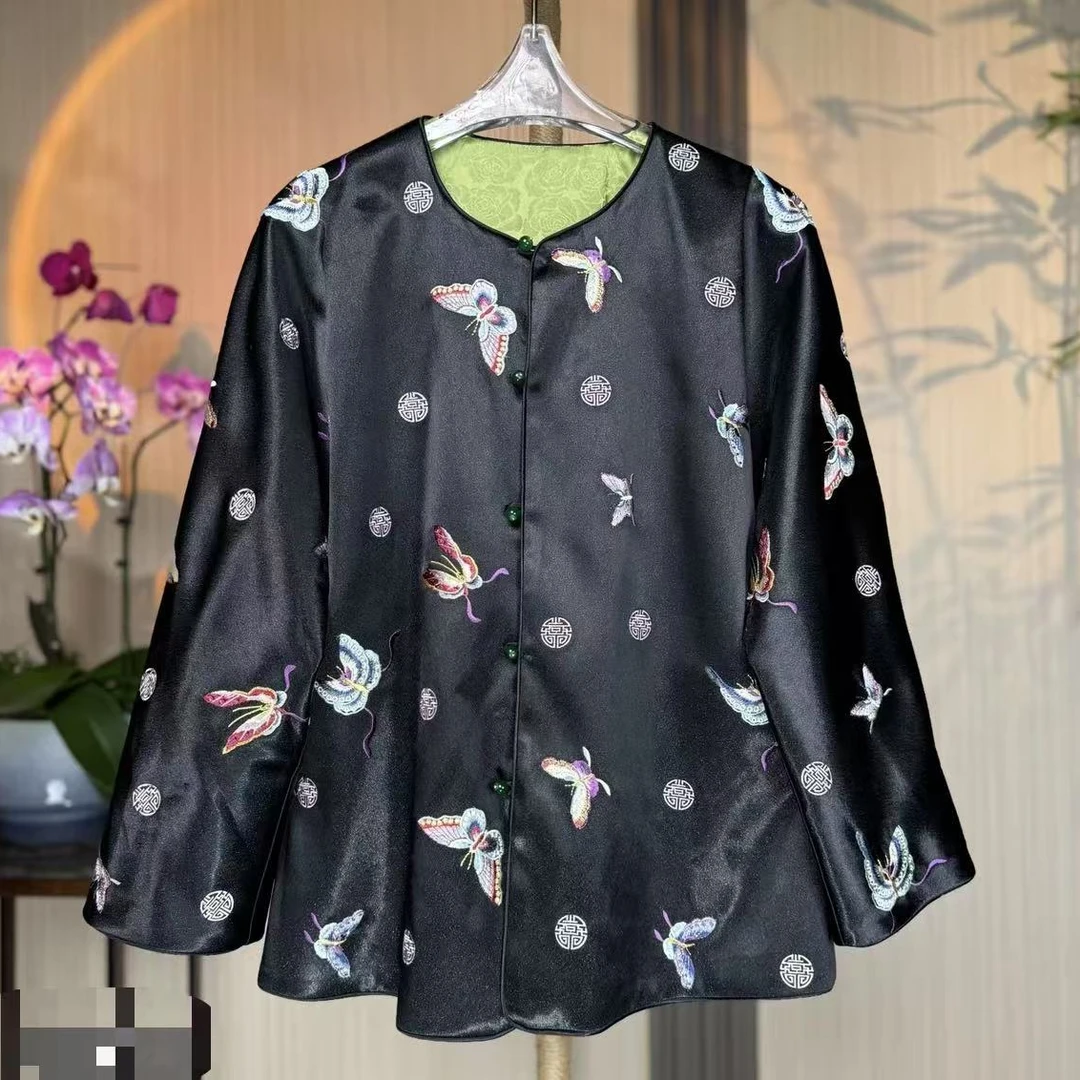 新中式 醋酸绣花双面穿外套-09