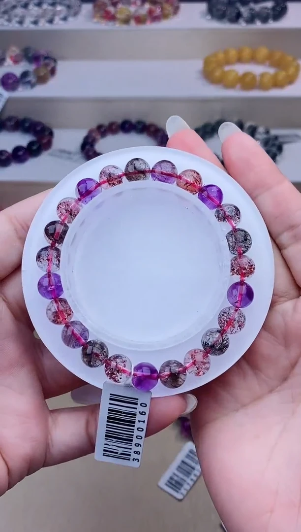 未镶嵌手链水晶黑加仑超七8m+