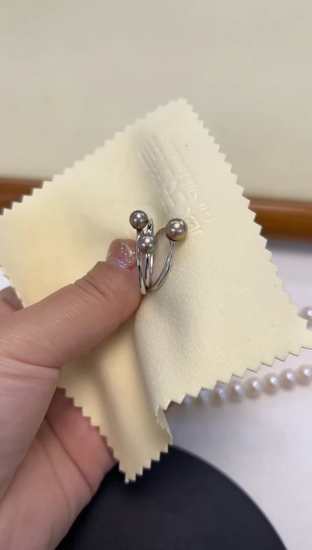 银S925镶嵌戒指淡水珍珠彩戒指多样性发一件