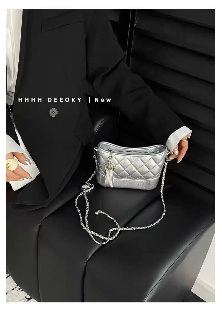小D家高级感小香风菱格链条包2025新款时尚潮单肩斜挎流浪包七七