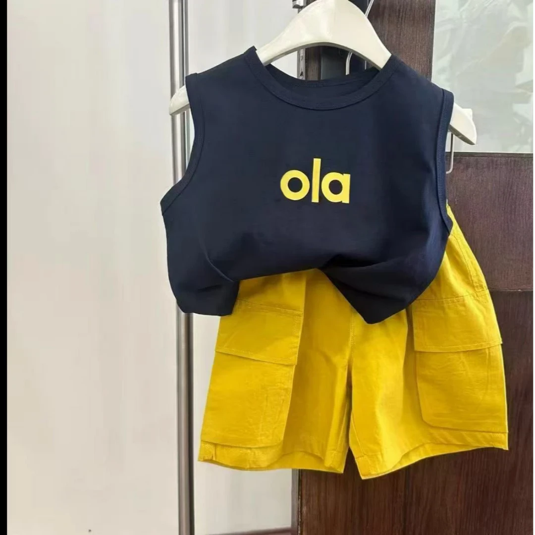 男女童2025夏季无袖套装韩版中小童薄款上衣短裤儿童帅气两件套装